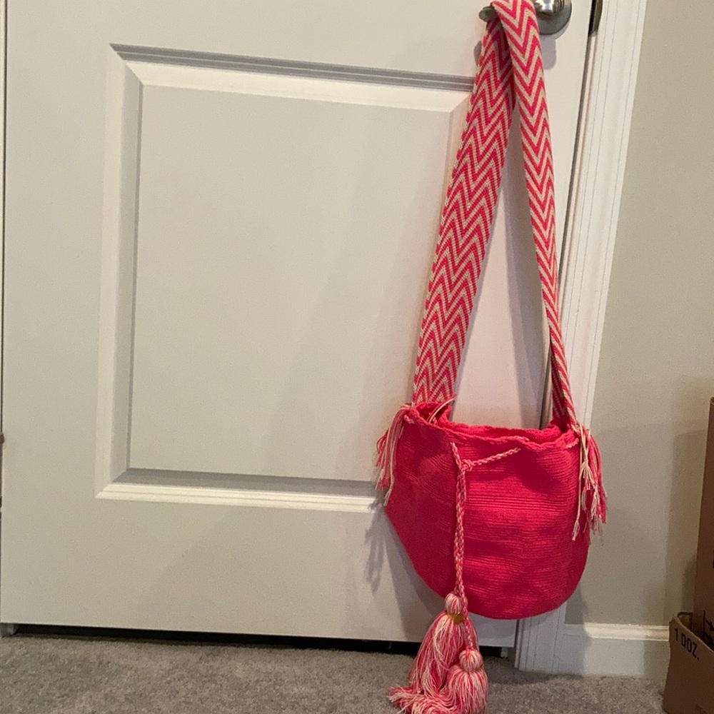 The Way U - Bright Neon Pink & White Handcrafted Purse 👜